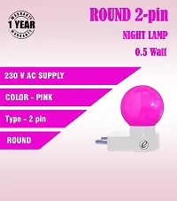 IMPERIAL TECHNOCART Small Round Type 2 Pin Night Lamp 0.5 Watt Plug  Play Bulb for Bedroom, Living Room, Zero Watt Light Direct Socket Night Lamp (Pink- Pack of 6)-thumb3