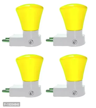 IMPERIAL TECHNOCART Small Triangle Type 2 Pin Night Lamp 0.5 Watt Plug  Play Bulb for Bedroom, Living Room, Zero Watt Light Direct Socket Night Lamp (Yellow- Pack of 4)