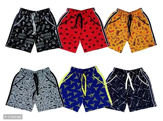 ATLANS Unisex Boy's and Girl's Printed Shorts Bermuda Pack of 6-thumb0