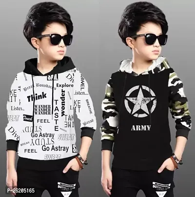 Kids Boys  Girls Full Sleeves Hooded T Shirt, Pack of 2-thumb0