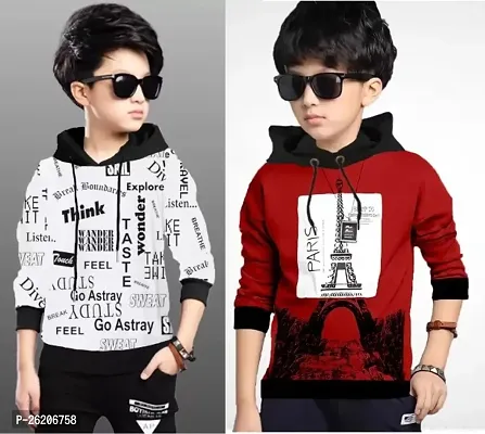 Kids Boys  Girls Full Sleeves Hooded T Shirt, Pack of 2-thumb0
