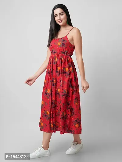 Stylish Multicoloured Rayon Printed Dress For Women-thumb0