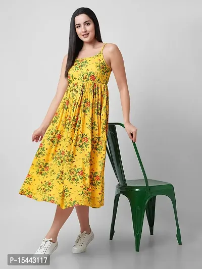 Stylish Multicoloured Rayon Printed Dress For Women-thumb0