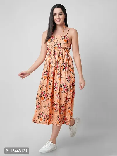 Stylish Multicoloured Rayon Printed Dress For Women