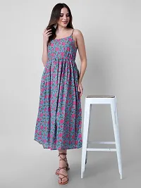 Stylish Multicoloured Rayon Printed Dress For Women-thumb1