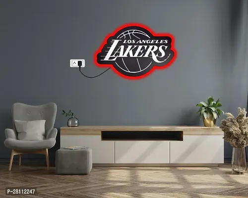 Unique Creation Multicolor Wall Decorative Lakers NBA Logo LED Backlight Night Lamp with Remote ControlMulticolor 12  12