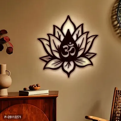 Om Symbol in Lotus Flower Beautiful Multicolor Wall Decorative LED Logo with Remote Control Size 12x12