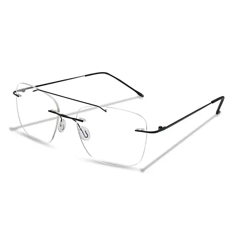 JOY COLOURS Rimless Square Double Bridge Spectacle Frame For Women Medium