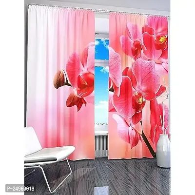 SUV 3D Beautiful Flowers Digital Printed Polyester Fabric Curtains for Bed Room, Kids Room, Color Pink Window/Door/Long Door (D.N.1151) (1, 4 x 7 Feet (Size: 48 x 84 Inch) Door)