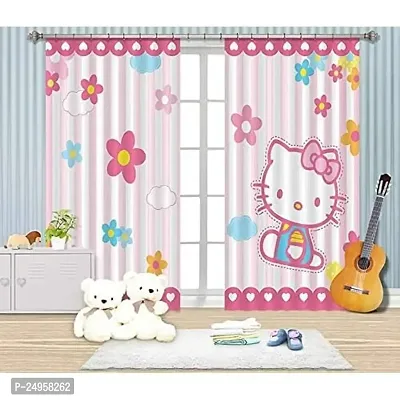 KHUSHI CREATION 3D Cartoon Digital Printed Polyester Fabric Curtain for Bed Room, Kids Room, Curtain Color Pink Window/Door/Long Door (D.N.632) (1, 4 x 5 Feet (Size: 48 x 60 Inch) Window)