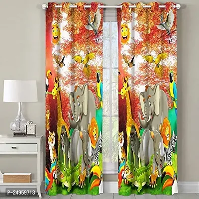 KHUSHI CREATION 3D Animal Digital Printed Polyester Fabric Curtains for Bed Room, Kids Room, Color Multi Window/Door/Long Door (D.N.832) (1, 4 x 5 Feet (Size: 48 x 60 Inch) Window)
