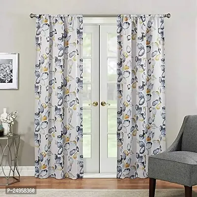 KHUSHI CREATION 3D Flowers Digital Printed Polyester Fabric Curtains for Bed Room, Kids Room, Color White Window/Door/Long Door (D.N.779) (1, 4 x 5 Feet (Size: 48 x 60 Inch) Window)