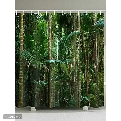 KHUSHI CREATION 3D Forest Tree Digital Printed Polyester Fabric Curtains for Bed Room, Kids Room, Color Green Window/Door/Long Door (D.N.895) (1, 4 x 9 Feet (Size : 48 x 108 Inch) Long Door)