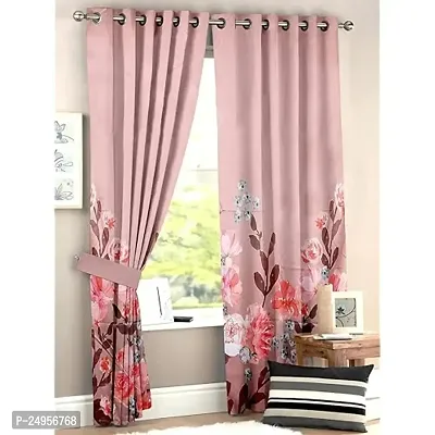 KHUSHI CREATION 3D Flower Digital Printed Polyester Fabric Curtain for Bed Room, Kids Room, Curtain Color Peach Window/Door/Long Door (D.N.560) (1, 4 x 5 Feet (Size: 48 x 60 Inch) Window)-thumb0