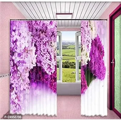 KHUSHI CREATION 3D Flower Digital Printed Polyester Fabric Curtain for Bed Room, Kids Room, Curtain Color Purple Window/Door/Long Door (D.N.210) (1, 4 x 7 Feet (Size ; 48 x 84 Inch) Door)