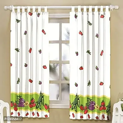 KHUSHI CREATION 3D Vegetable Digital Printed Polyester Fabric Curtains for Bed Room, Kids Room, Color White Window/Door/Long Door (D.N.783)