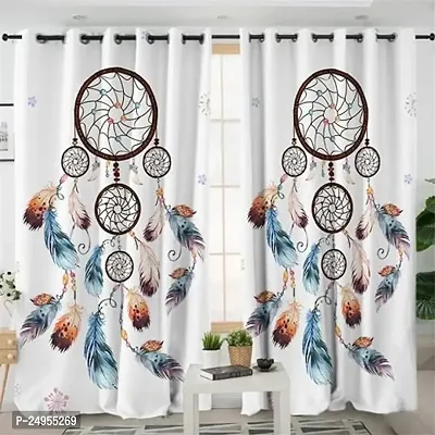 KHUSHI CREATION 3D Flower Digital Printed Polyester Fabric Curtain for Bed Room, Kids Room, Curtain Color White Window/Door/Long Door (D.N.220)