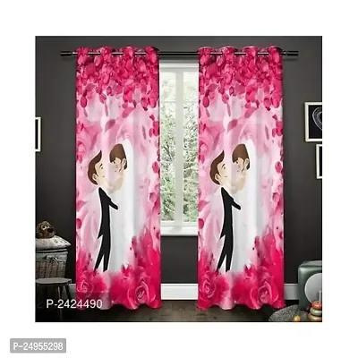 KHUSHI CREATION ? Digital 3D Printed Polyester Fabric Curtain for Bed Room, Kids Room, Living Room, Curtain Color Pink Window/Door/Long Door (D.N.501)