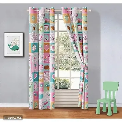 KHUSHI CREATION 3D Cartoon Digital Printed Polyester Fabric Curtain for Bed Room, Kids Room, Curtain Color Multi Window/Door/Long Door (D.N.416) (1, 4 x 9 Feet (Size : 48 x 108 Inch) Long Door)