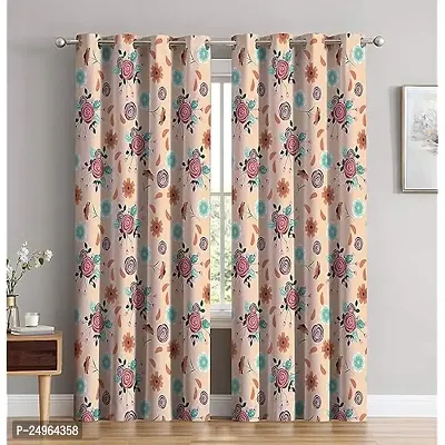 KHUSHI CREATION 3D Rose Flowers Digital Printed Polyester Fabric Curtains for Bed Room, Kids Room, Color Orange Window/Door/Long Door (D.N.920) (1, 4 x 9 Feet (Size : 48 x 108 Inch) Long Door)