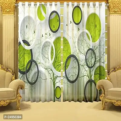 KHUSHI CREATION 3D Trees Digital Printed Polyester Fabric Curtain for Bed Room, Kids Room, Curtain Color White Window/Door/Long Door (D.N.257)