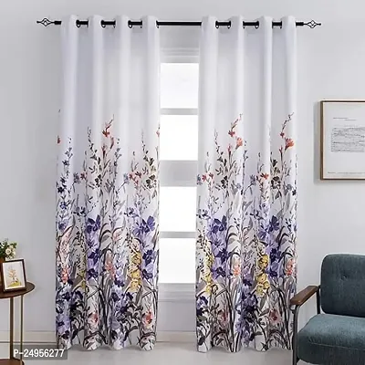 KHUSHI CREATION 3D Flower Digital Printed Polyester Fabric Curtain for Bed Room, Kids Room, Curtain Color White Window/Door/Long Door (D.N.415) (1, 4 x 5 Feet (Size: 48 x 60 Inch) Window)-thumb0