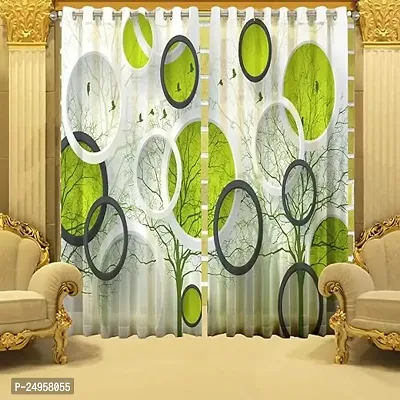KHUSHI CREATION 3D Circle Digital Printed Polyester Fabric Curtain for Bed Room, Kids Room, Curtain Color Green Window/Door/Long Door (D.N.413)