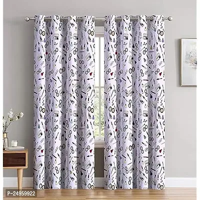 KHUSHI CREATION 3D Makeup-Thing Digital Printed Polyester Fabric Curtains for Bed Room, Kids Room, Color Light Pink Window/Door/Long Door (D.N.914)