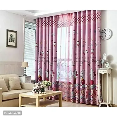 KHUSHI CREATION 3D Digital Printed Polyester Fabric Curtain for Bed Room, Kids Room, Living Room, Curtain Color Pink Window/Door/Long Door (D.N.726) (1, 4 x 7 Feet (Size ; 48 x 84 Inch) Door)