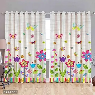 KHUSHI CREATION 3D Flower Digital Printed Polyester Fabric Curtain for Bed Room, Kids Room, Curtain Color White Window/Door/Long Door (D.N.628) (1, 4 x 9 Feet (Size : 48 x 108 Inch) Long Door)