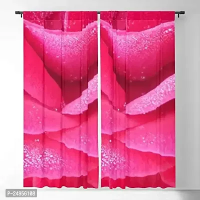 KHUSHI CREATION 3D Flower Digital Printed Polyester Fabric Curtain for Bed Room, Kids Room, Curtain Color Pink Window/Door/Long Door (D.N.220)