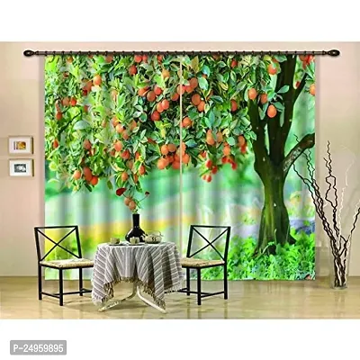 KHUSHI CREATION 3D Fruit Tree Digital Printed Polyester Fabric Curtains for Bed Room, Kids Room, Color Sky Window/Door/Long Door (D.N.932)