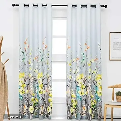 KHUSHI CREATION 3D Flower Digital Printed Polyester Fabric Curtain for Bed Room, Kids Room, Curtain Color Multi Window/Door/Long Door (D.N.467)-thumb0