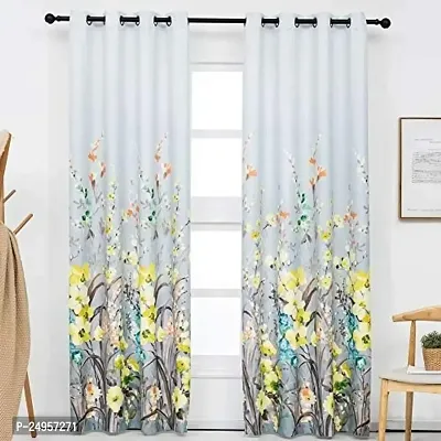 KHUSHI CREATION 3D Flower Digital Printed Polyester Fabric Curtain for Bed Room, Kids Room, Curtain Color Multi Window/Door/Long Door (D.N.467)