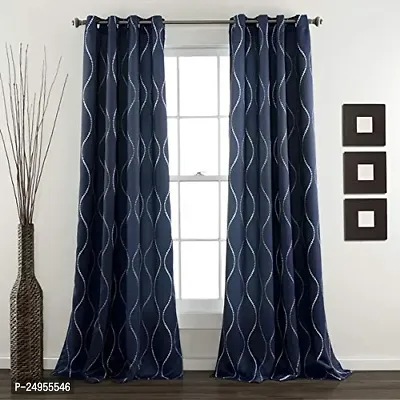 KHUSHI CREATION 3D Design Digital Printed Polyester Fabric Curtain for Bed Room, Kids Room, Curtain Color Blue Window/Door/Long Door (D.N.316)-thumb0