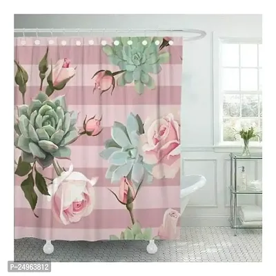 KHUSHI CREATION 3D Flower Digital Printed Polyester Fabric Curtains for Bed Room, Kids Room, Color Pink Window/Door/Long Door (D.N.890) (1, 4 x 9 Feet (Size : 48 x 108 Inch) Long Door)-thumb0