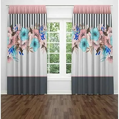 KHUSHI CREATION 3D Digital Printed Polyester Fabric Curtain for Bed Room, Kids Room, Living Room, Curtain Color White Window/Door/Long Door (D.N.703)