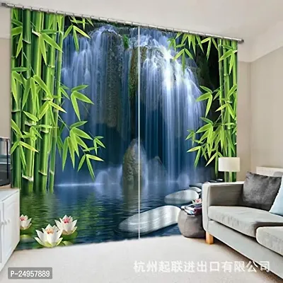 KHUSHI CREATION 3D Waterfall Digital Printed Polyester Fabric Curtain for Bed Room, Kids Room, Curtain Color Blue Window/Door/Long Door (D.N.253) (1, 4 x 5 Feet (Size ; 48 x 60 Inch) Window)