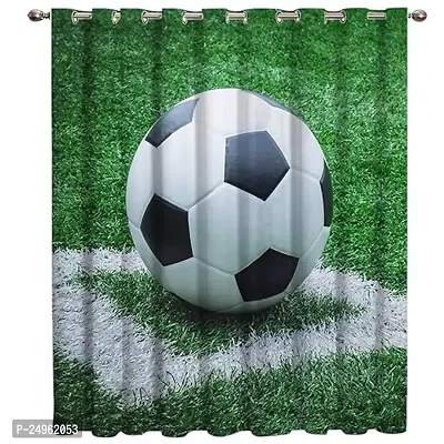 KHUSHI CREATION 3D Football Digital Printed Polyester Fabric Curtains for Bed Room, Kids Room, Color Green Window/Door/Long Door (D.N.1039) (1, 4 x 9 Feet (Size : 48 x 108 Inch) Long Door)