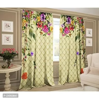 KHUSHI CREATION 3D Flowers Digital Printed Polyester Fabric Curtains for Bed Room, Kids Room, Color Green Window/Door/Long Door (D.N.1128) (1, 4 x 5 Feet (Size: 48 x 60 Inch) Window)-thumb0