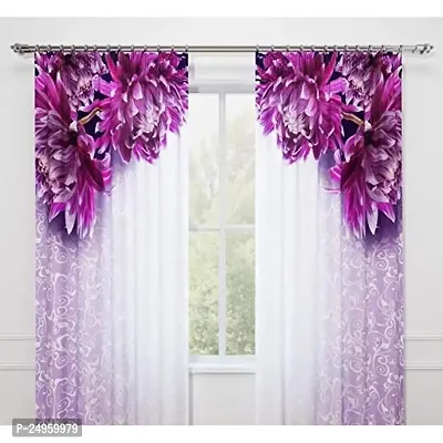 KHUSHI CREATION 3D Flower Digital Printed Polyester Fabric Curtains for Bed Room, Kids Room, Living Room Color Pink Window/Door/Long Door (D.N.976) (1, 4 x 5 Feet (Size: 48 x 60 Inch) Window)-thumb0