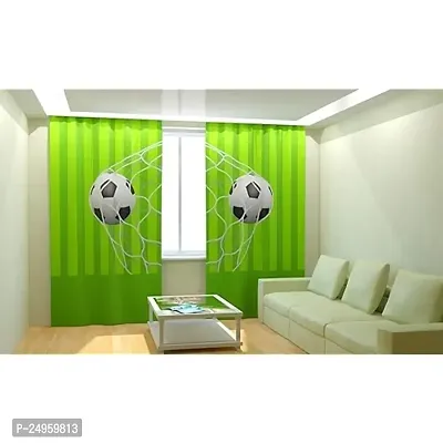 KHUSHI CREATION 3D Football Digital Printed Polyester Fabric Curtains for Bed Room, Kids Room, Color Green Window/Door/Long Door (D.N.1036) (1, 4 x 5 Feet (Size: 48 x 60 Inch) Window)