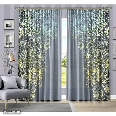 KHUSHI CREATION 3D Unique Design Digital Printed Polyester Fabric Curtains for Bed Room, Kids Room, Colour Grey Window/Door/Long Door (D.N.979) (1, 4 x 5 Feet (Size: 48 x 60 Inch) Window)