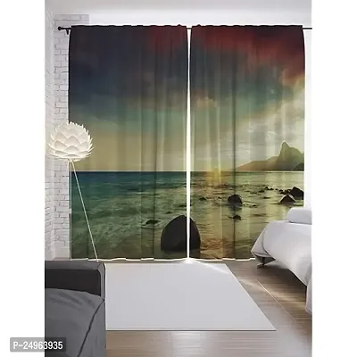 KHUSHI CREATION 3D Sea Digital Printed Polyester Fabric Curtains for Bed Room, Kids Room, Color Green Window/Door/Long Door (D.N.1006) (1, 4 x 9 Feet (Size : 48 x 108 Inch) Long Door)-thumb0