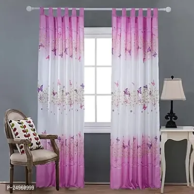 KHUSHI CREATION 3D Butterfly Digital Printed Polyester Fabric Curtains for Bed Room, Kids Room, Color Pink Window/Door/Long Door (D.N.1135) (1, 4 x 5 Feet (Size: 48 x 60 Inch) Window)-thumb0