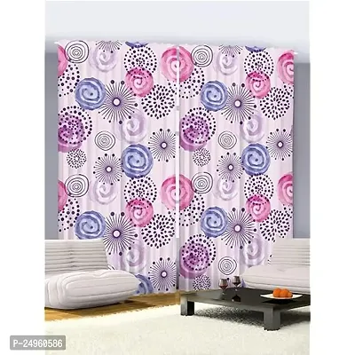 KHUSHI CREATION 3D Unique Design Digital Printed Polyester Fabric Curtains for Bed Room, Kids Room, Color Pink Window/Door/Long Door (D.N.996)