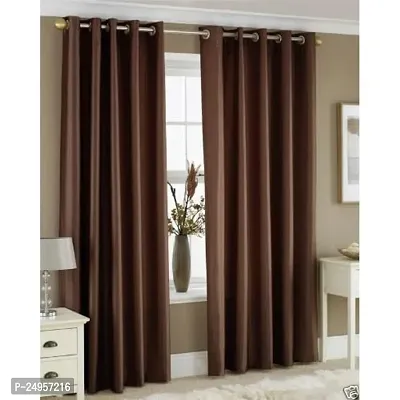 KHUSHI CREATION Both Sided 100% Blackout Fabric Curtain for Bed Room Kids Room Living Room Drawing Room Color Brown Window/Door/Long Door (D.N.300) (1, 4.5 x 5 Feet (Size : 48 x 60 Inch) Window)-thumb0