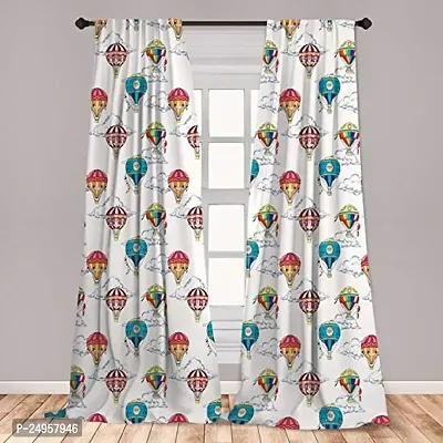 KHUSHI CREATION 3D Air Balloon Digital Printed Polyester Fabric Curtains for Bed Room, Kids Room, Color White Window/Door/Long Door (D.N.776) (1, 4 x 9 Feet (Size : 48 x 108 Inch) Long Door)