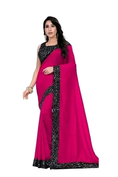 Silk Cotton Sequin Lace Border Sarees With Blouse Piece