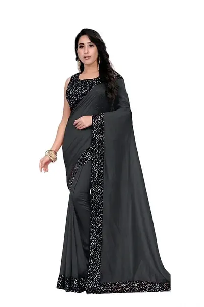 FLOURIOUS Araina Fashion Bollywood Style Designed Sequence Lace Saree With Velvet Unstitched Blouse